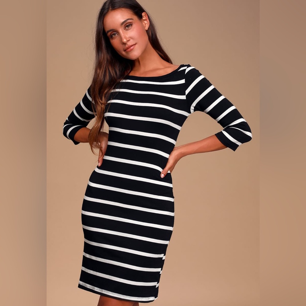 Lulus 'Heir Lines' striped bodycon dress